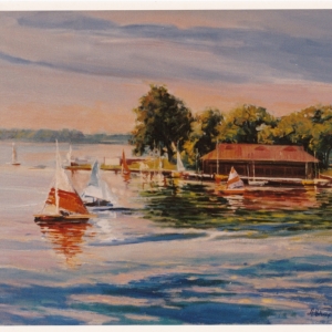 KENT LAKE BOAT STATION. 20×24″ Oil on canvas