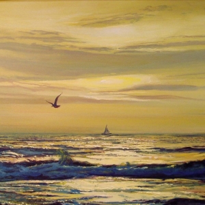 SUNSET.The Breakers Hotel, Florida 2005-2006 Seascape paintings 24″x36″