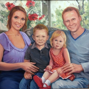 Yung couple with children 30x40
